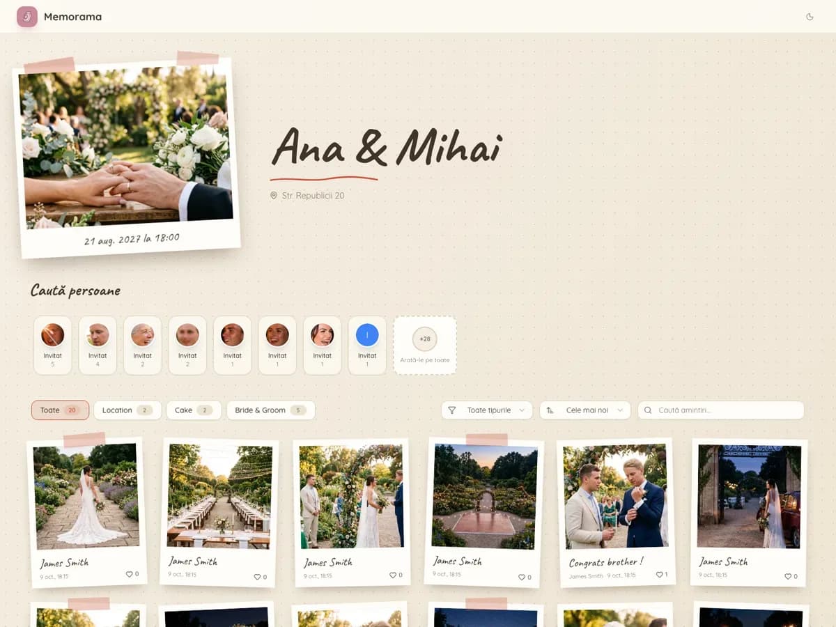 Galerie album de amintiri cu cod QR