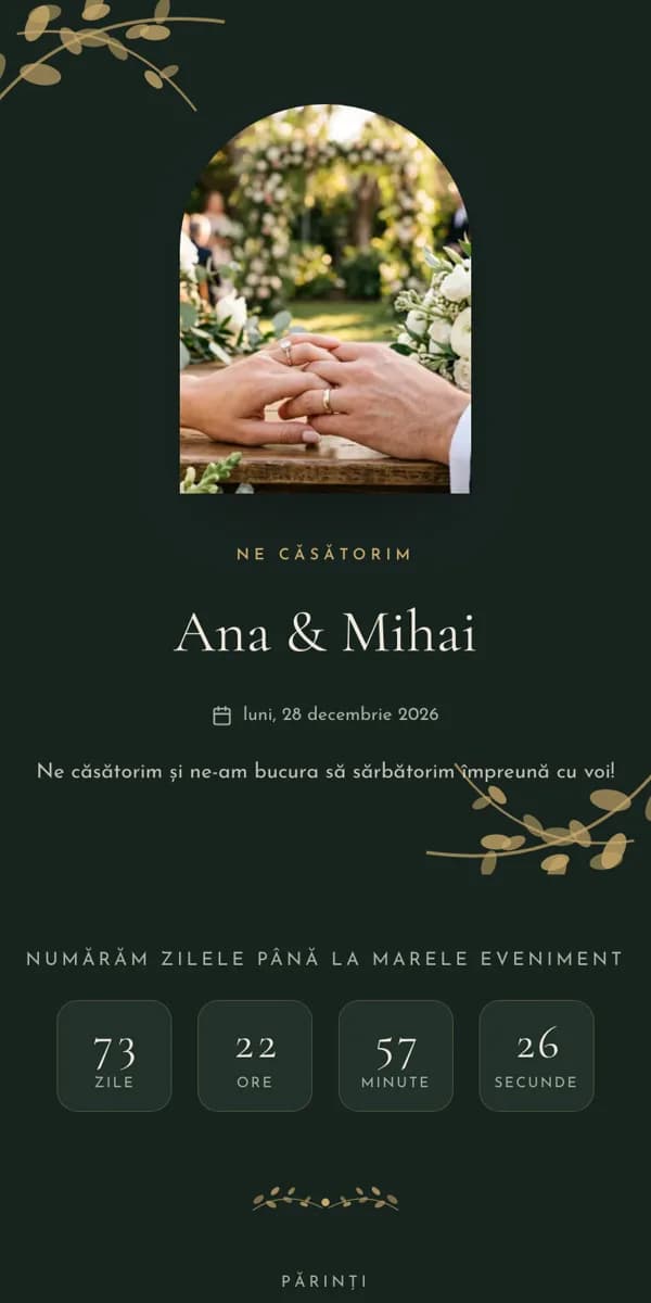 Modelul de invitație Ivy pe telefon