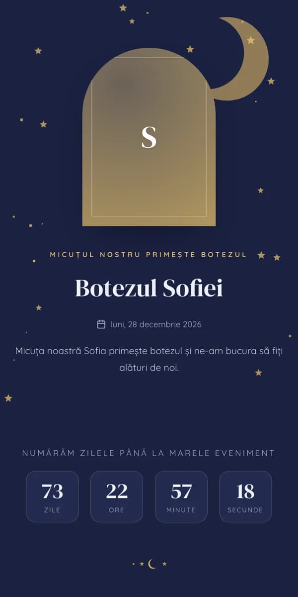 Modelul de invitație Stella pe telefon
